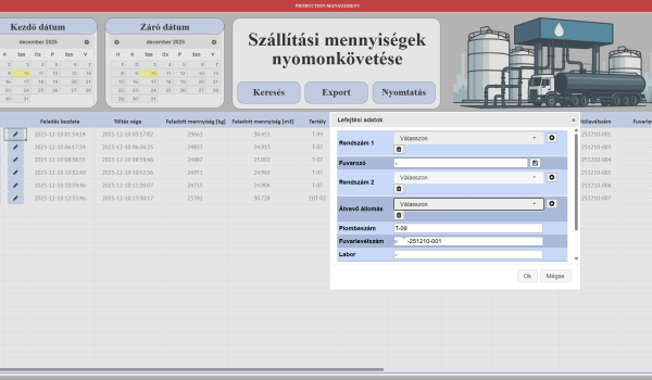 Lefejtési adatok naplózása, kezelése